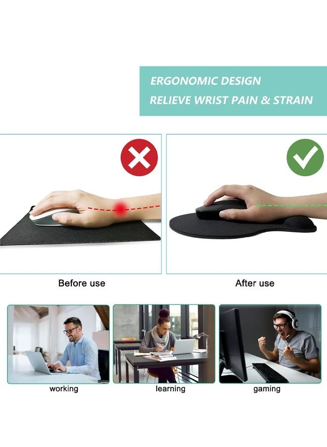 2PCS Mouse Pad with Wrist Support, Ergonomic Mouse Pads with Memory Foam Wrist Rest, Easy Typing Pain Relief, Comfortable Home Office Computer Wrist Support Pads for Working Studying Gaming - Image 4